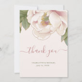 Fleurs de pivoines roses avec Carte de remerciemen (Devant)