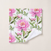 Fleurs de pivoines roses avec Feuilles verts Sage (Gant de toilette)