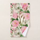 Fleurs de pivoines roses, Feuilles & Buds Motif  (Serviette à main)