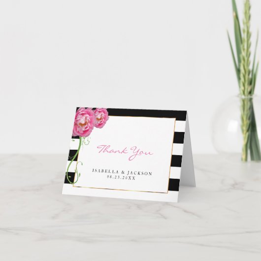 Fleurs de pivoines sur noir et blanc - Merci (Devant)