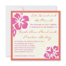 Fleurs de plage Faire-part de mariage orange rose