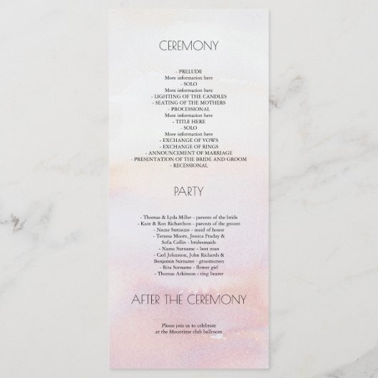 Fleurs de plage tropicales Programmes de mariage (Dos)