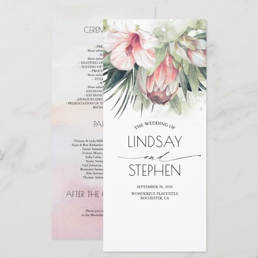 Fleurs de plage tropicales Programmes de mariage (Devant / Derrière)