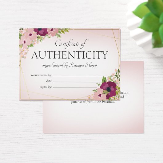 Fleurs de Plum Blush Certificat d'authenticité (Bureau)