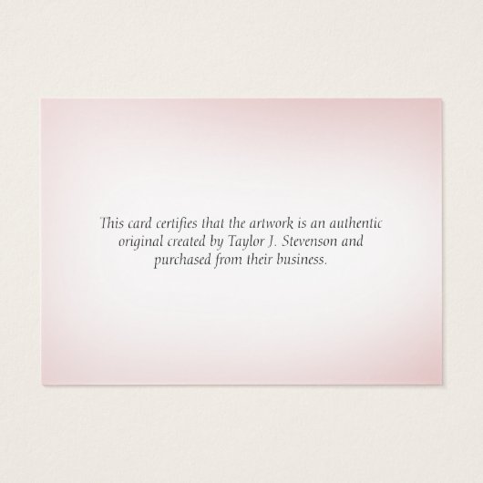Fleurs de Plum Blush Certificat d'authenticité (Dos)
