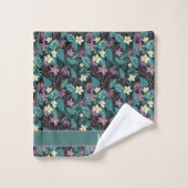 Fleurs de Plumeria Emerald Green Feuilles tropicau (Gant de toilette)