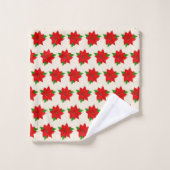 Fleurs de Poinsettia rouge sur beige clair (Gant de toilette)
