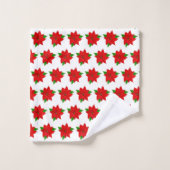 Fleurs de Poinsettia rouge sur blanc (Gant de toilette)