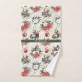 Fleurs de poinsettie rouge et blanche de Noël clas (Serviette à main)