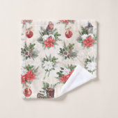 Fleurs de poinsettie rouge et blanche de Noël clas (Gant de toilette)