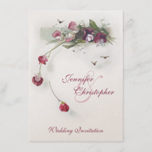 Fleurs de pois mauve rose faire-part de mariage
