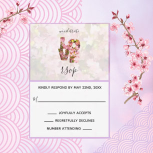 Fleurs de pommier rose lilas AMOUR Carte de répons