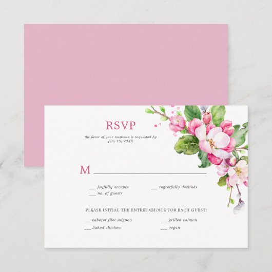 Fleurs de pommier roses et blanches RSVP (Devant / Derrière)