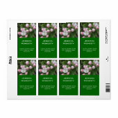 fleurs de pommier roses étiquette d'adresse verte (Feuille entière)