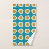 Fleurs de Pop Retro Motif Turquoise Gold (Serviette à main)