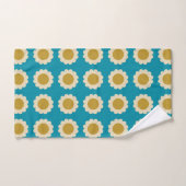 Fleurs de Pop Retro Motif Turquoise Gold (Serviette à main)