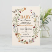 Fleurs de prairie aquarelle Invitation Baby shower (Debout devant)