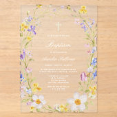 Fleurs de prairie cadre baptême invitation acryliq (Recto)