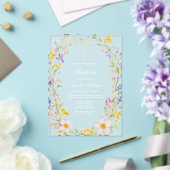 Fleurs de prairie cadre baptême invitation acryliq (Insitu (Mariage))