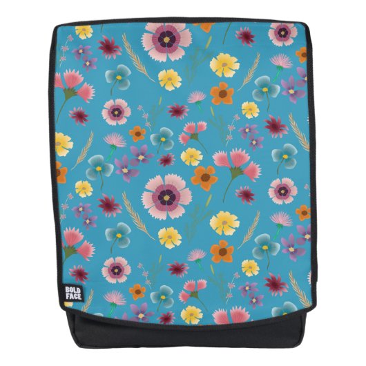 Fleurs de prairie en sac à dos bleu (Devant)
