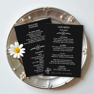Fleurs de prairie Menu Mariage noir et blanc