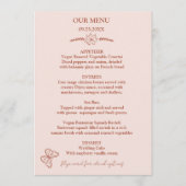 Fleurs de prairie Menu Mariage Rose (Devant)