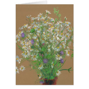 Fleurs de prairie, peinture pastel, art floral