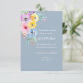 Fleurs de printemps à l'aquarelle Invitation Bleu (Debout devant)