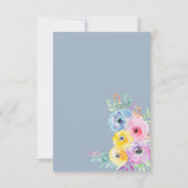 Fleurs de printemps à l'aquarelle Invitation Bleu (Dos)