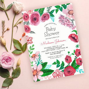 Fleurs de printemps Baby Shower Invitation