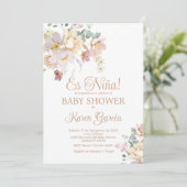 Fleurs de printemps Baby shower Invitation fille (Debout devant)