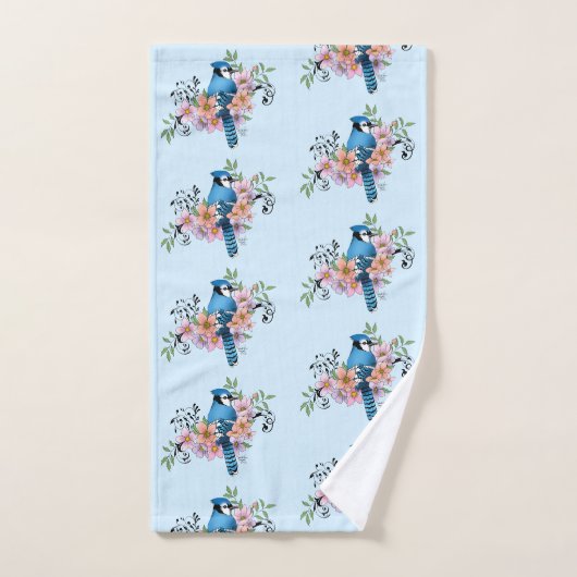 Fleurs de printemps bleu Jay (Serviette à main)