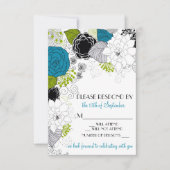 Fleurs de printemps bleu vert mariage RSVP Invitat (Devant)