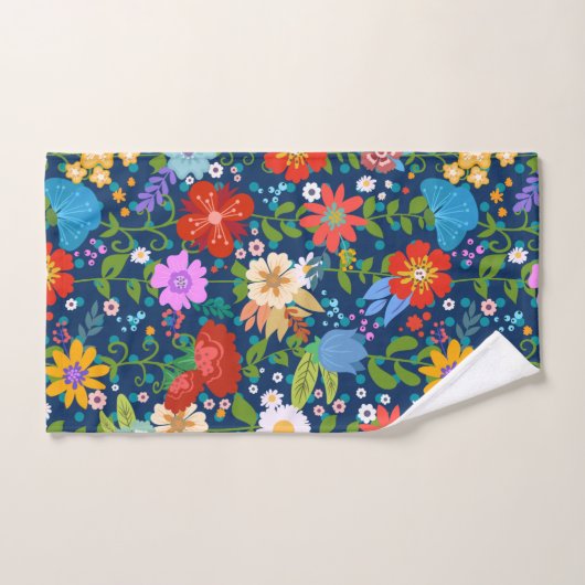 Fleurs de printemps colorées (Serviette à main)