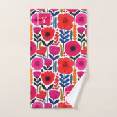 Fleurs de printemps colorées Aquarelle BOHO Monogr (Serviette à main)