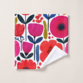 Fleurs de printemps colorées Aquarelle BOHO Monogr (Gant de toilette)