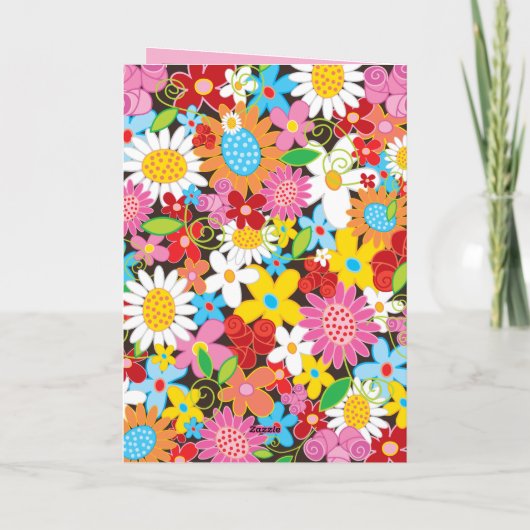Fleurs de printemps colorées Carte personnalisée d (Dos)