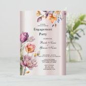 Fleurs de printemps colorées Invitation Fiançaille (Debout devant)