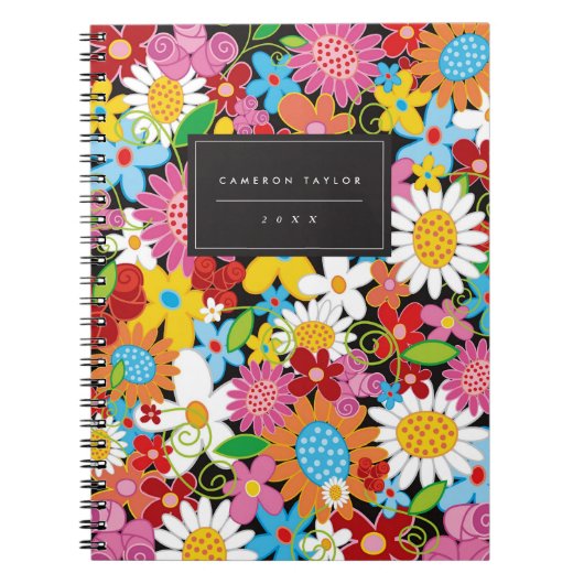 Fleurs de printemps colorées Jardin Carnet personn (Devant)