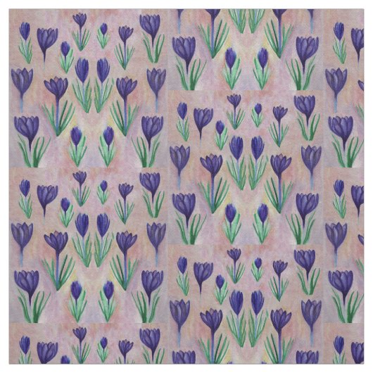Fleurs de printemps, Crocus violet tissu d'illustr (Échantillon)