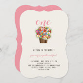 Fleurs de printemps Cupcake 1er Invitation de fête (Devant / Derrière)
