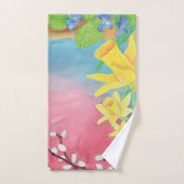 Fleurs de printemps - Daffodiles, Saule, Violets (Serviette à main)