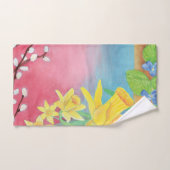 Fleurs de printemps - Daffodiles, Saule, Violets (Serviette à main)