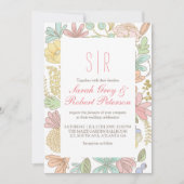 Fleurs de printemps Doodle Chic Faire-part de mari (Devant)