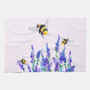 Fleurs de printemps et abeilles volant Serviette d