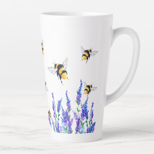 Fleurs de printemps et Bees Latte Mug (Droite)