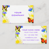 Fleurs de printemps et Carte de visite de papillon (Devant / Derrière)