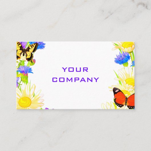 Fleurs de printemps et Carte de visite de papillon (Devant)