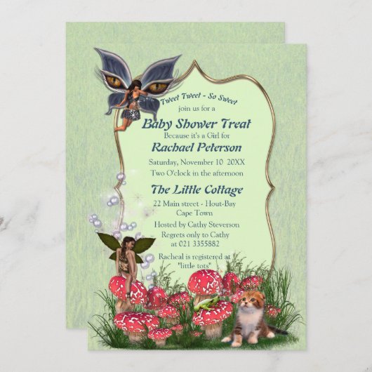 Fleurs de printemps et fées papillon Invitation (Devant / Derrière)