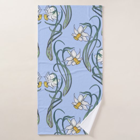 Fleurs de printemps. Fleurs de jonquille entrelacé (Serviette de bain)
